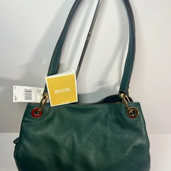 Michael Kors NWT Raven Leather Tote Forest Green - Picture 6 of 8